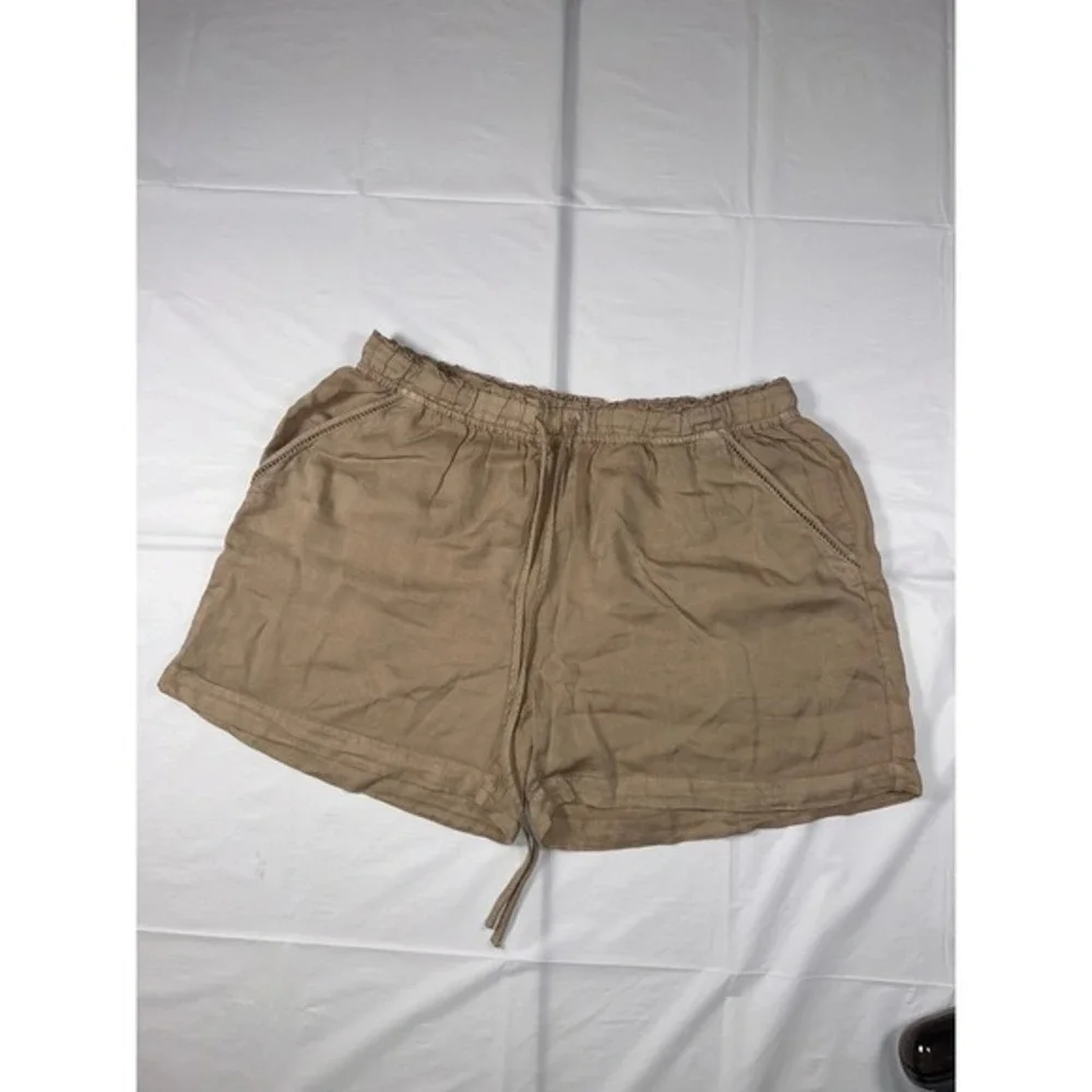 Falls Creek Womens Tan Lyocell Drawstring Elastic Waist Casual‎ Shorts Size L